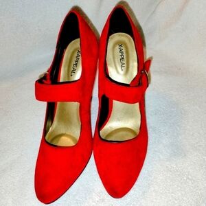X Appeal Red Mary Jane Pumps Size 8